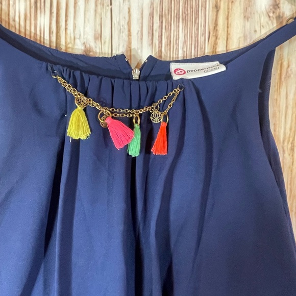 Peppermint Kids Navy Elephant Pattern Dress Sz 10/11 Years - Picture 4 of 5